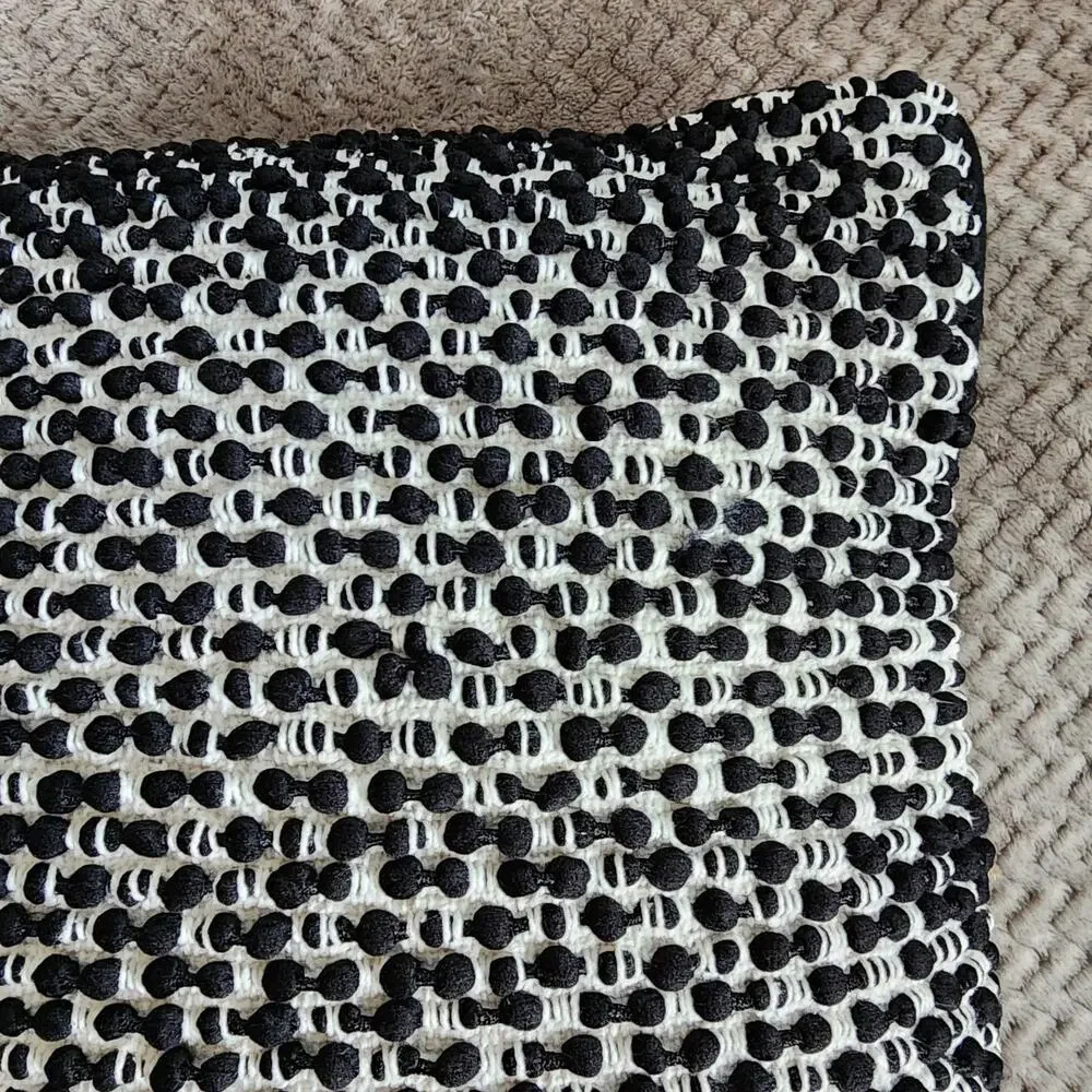 Magnolia Home Ruth Throw Pillow Black White Slub Crochet Bobble Knit 19x19 $70